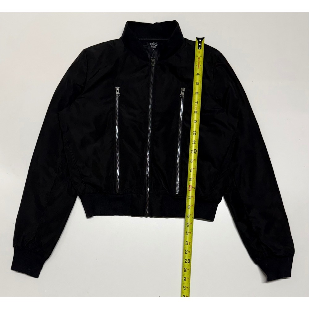 Alo Yoga Off Duty Bomber Jacket Black Cropped Full Zip RN87370 Small